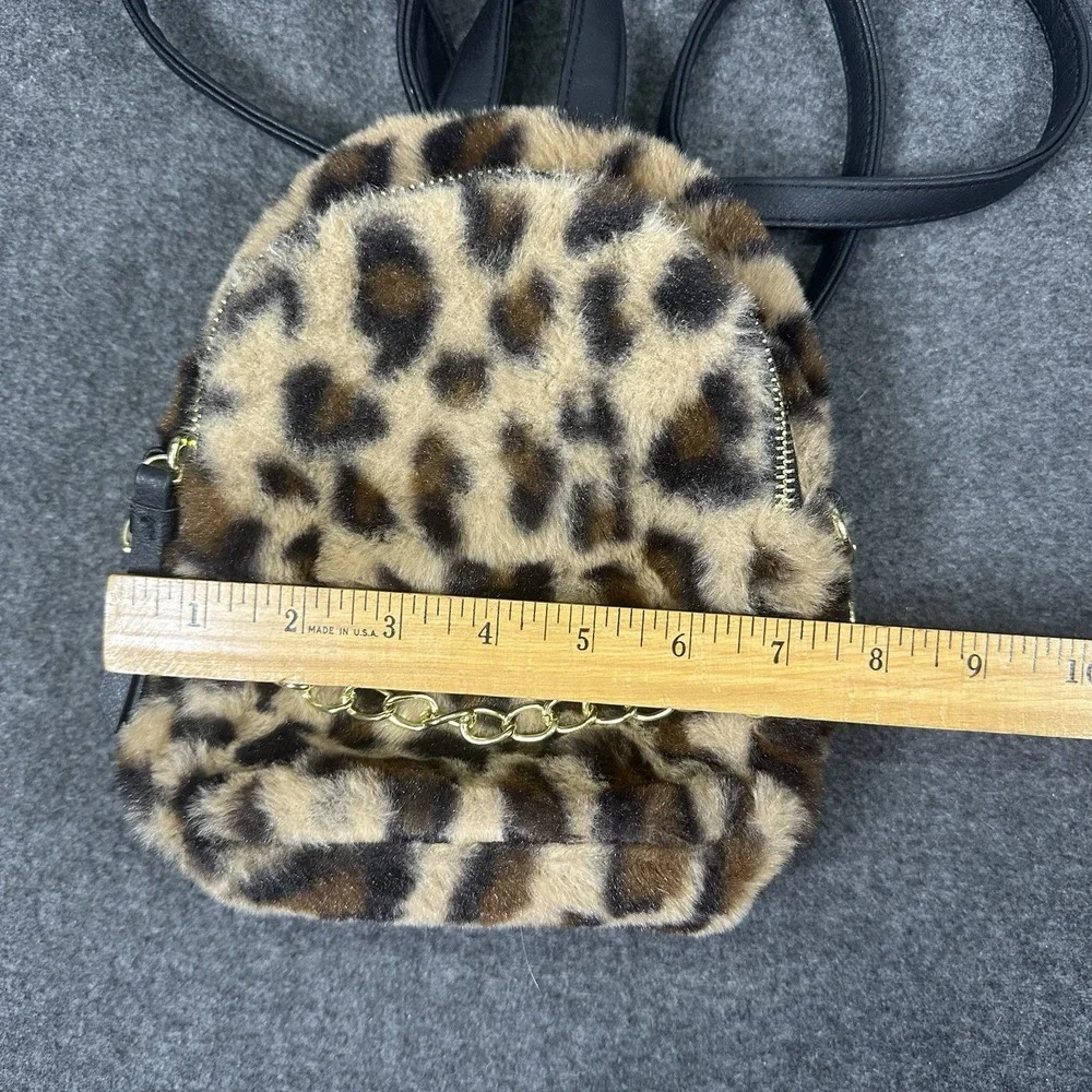 Mini Leopard Print Backpack Small Animal Print Bag Man-Made Material